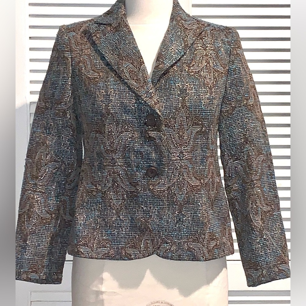 Vintage Harve Bernard Petite Brocade Blazer Size 6 petite